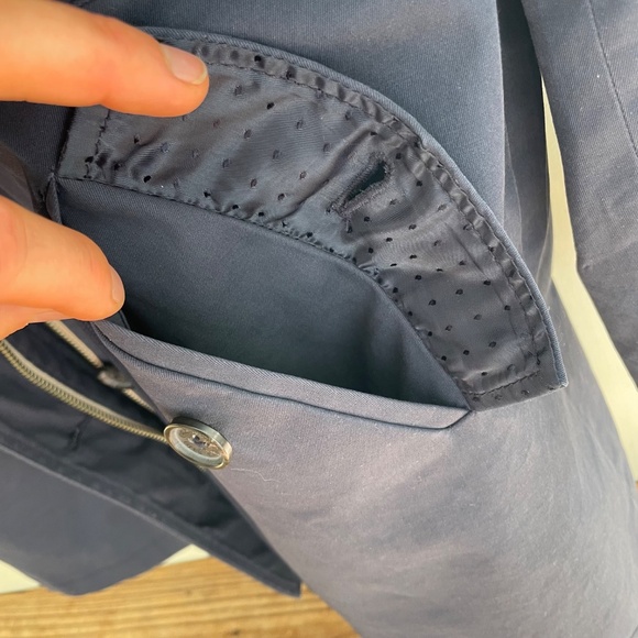 Brooks Brothers | Red Fleece Navy Cotton Parka Trench Jacket Drawstring Waist 12 - Picture 6 of 14